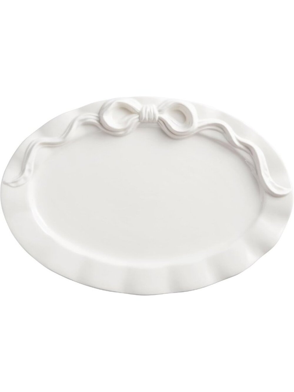 Chic Ceramic Bow Serving Platter - Elegant Table Decor & Entertaining Essential